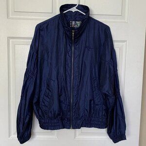 River Edge Men’s Medium Blue Sport Track Jacket Windbreaker 80’s